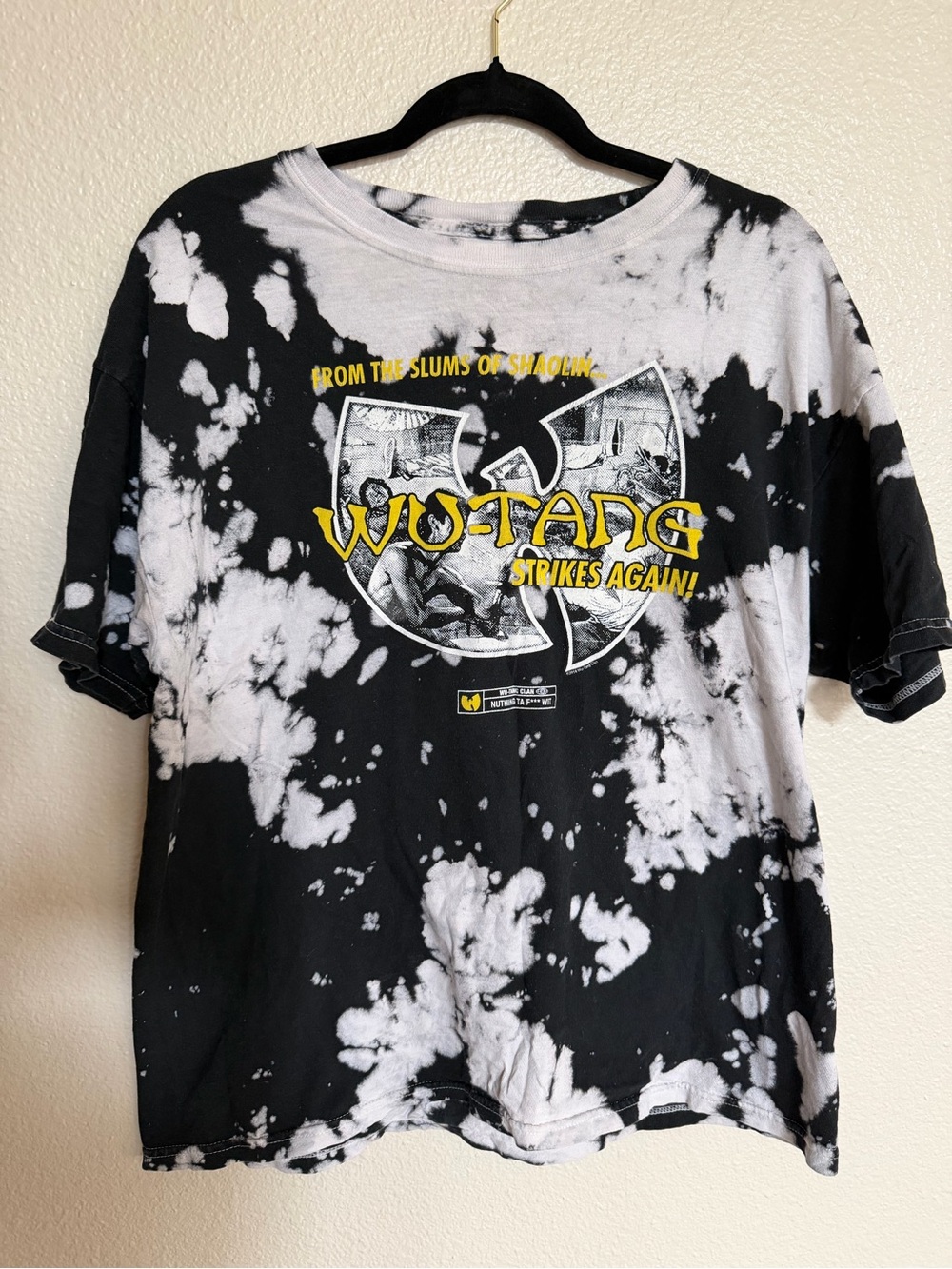 Wu-Tang Clan Strikes Again T Shirt XL Black Bleach Tie Dye Hip Hop Rap 2018